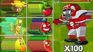 PvZ 2 Challenge-10 Plants Max Level Power Ups Vs 100 Modern Allstar Zombie Level 10.