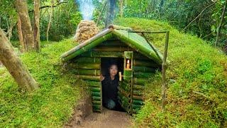 Girl Living Off Grid, Built Bamboo Underground Grass Roof Mini Villa House