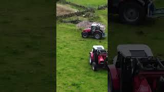 6265 and 3075 flat out at Summer silage. #masseyferguson #farming #oldschool #classictractor