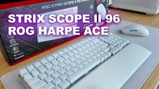 ASUS ROG Strix Scope II 96 Wireless and ROG Harpe Ace Aimlab Edition - White Keyboard and Mouse