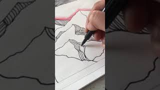 Black ink art with red colour pencil touch 