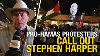 Anti-Israel protesters try to crash event honouring former PM Stephen Harper