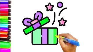 How to draw a gift box | как нарисовать подарочную коробку| Bolalar uchun sovg‘a qutisi chizish.