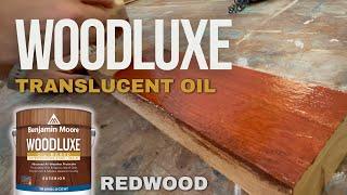 WOODLUXE Translucent Oil Stain by Benjamin Moore in REDWOOD Applied to Red Cedar, PT, & White Cedar