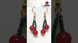 Earrings DIY #cherry #cherryearrings #beadsjewellery #braceletdiy #diy #shorts #cherrydiy