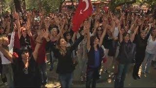 Opera and ballet stars hold dance protest in Ankara, Turkey