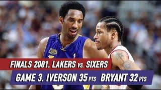 NBA Finals 2001 Sixers vs Lakers Game 3 Full Highlights Iverson 35 pts, Bryant 32 pts, Shaq 30 pts