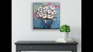 Acrylic Still Life Painting Tutorial/Textured Flowers/MariArtHome