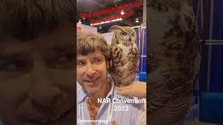 Okey the Owl on the floor of the real estate convention in Anaheim.