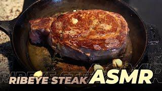 ASMR Ribeye Steak Cooking On Cast Iron (No Talking) 4K VIDEO