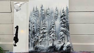 How To Paint A SNOWY LANDSCAPE  Step By Step acrylic Painting Tutorial