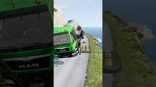 American truck vs massive speed bump & bollard #beamngdrive #shorts