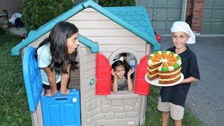 Cake Delivery to our Playhouse from Bakery shop ! HZHtube Kids Fun