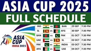 Asia Cup 2025 Schedule: Date, Timings and Venues. | Asia Cup Schedule