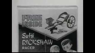 Vintage Old 1950s Post Rice Krinkles Cereal Free Rickshaw Commercial