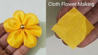 Diy: How to make an adorable fabric flower in just 2 minutes! | Diy Flower | Kapde ka phool | Flower