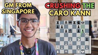 Singapore's latest GM shows a line to crush the Caro Kann | ft. Siddharth Jagadeesh