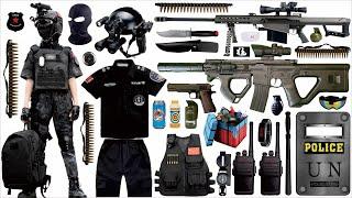 Open box special forces weapon toy, CQR submachine gun, SR410 nozzle, Glock pistol, grenade