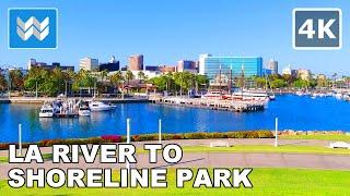 [4K] Los Angeles River Bike Trail to Shoreline Park in Long Beach, California  Virtual Cycling Tour