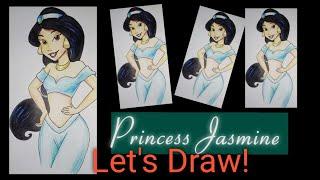 How to Draw: Princess Jasmine from Aladdin ( Drawing & Colors Time-Lapse)