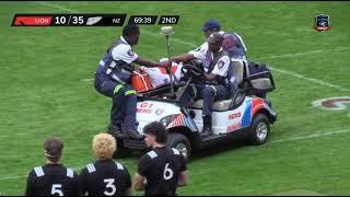 Nanto carted off after tackle attempt. [Lions U19 vs NZ U19 2022]