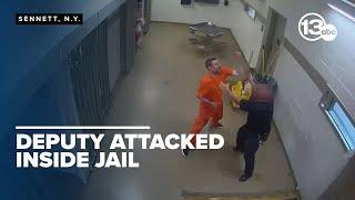 RAW: Inmate attacks deputy inside Cayuga County Jail