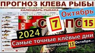 Прогноз клева рыбы на Эту неделю с 7 по 15 Октября Лунный Календарь рыбака на октябрь 2024