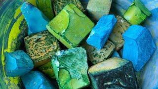 Soft Dyed Blues & Greens + Crunchy Reformed Gymchalk Blocks • Oddly Satisfying • Powdery Dusty ASMR