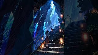 Stairway to the Unknown  | A Girl’s Journey Into the Crystal Realm #animeaesthetic #animeeart