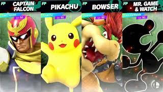 Super Smash Bros Ultimate Amiibo Fights 11pm Finals Captain Falcon v Pikachu v Bowser v MrGame&Watch