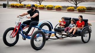 DIY Creative Genius: Transforming Old Parts into a Cool Passenger Trike Towing 2 Wheel Trailer