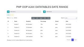 PHP Ajax Datatables Date Range Picker