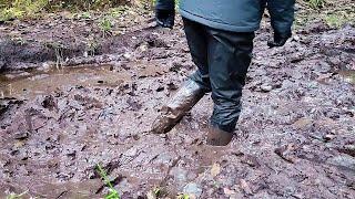 High Rubber boots stuck in deep mud (part 2) | ASMR 