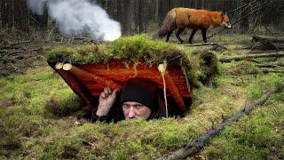 Building a Hidden Warm Survival Shelter | Bushcraft Camping | Underground Dugout in the Forest