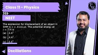 The expression for displacement of an object in SHM is x=A cosω t. The potential energy at t=T / ...