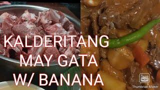 KALDERETANG PORK // NAMAY GATA W / BANANA (SAGING) RB COOKING TV...