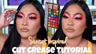 SUNSET CUT CREASE TUTORIAL | FULL COVERAGE MAKEUP | GLAM BY GIGI