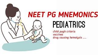 MNEMONICS FOR NEET PG PEDIATRICS.