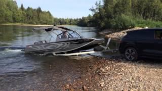 Loading a boat on a trailer in  strong current, 80 lvl