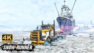 Peterbilt 389 Offroad Truck Towing a Boat on Ice Road In SnowRunner Season 15 #snowrunner #truck