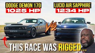 Why the Demon 170 was SET UP to LOSE to the Lucid Air Sapphire | 1/4 Mile Drag Race