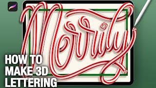 EASY 3D Candy Cane Lettering in Procreate!