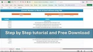 Convert Numbers to Words in Excel without VBA | Step by Step tutorial and Free download