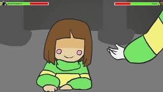 Glitchtale Asriel Dreemurr vs Chara with healthbars