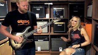 Playing surf guitar on the Jiva with Nita Strauss - #TGU18