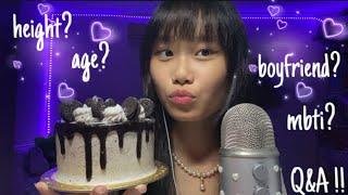 ASMR Q&A + eating cake !! ˙ . ꒷  . 𖦹˙— (20k special)