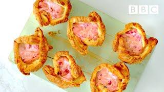 Go all out w/ raspberry cheesecake croissants!   | Nadiya's Time to Eat - BBC