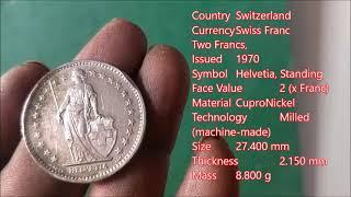 SWITZERLAND ,, 2 SWISS FRANC  Symbol Helvetia, Standing YEAR 1970 .. SUBSCRIBE AND COMMENTPLEASE