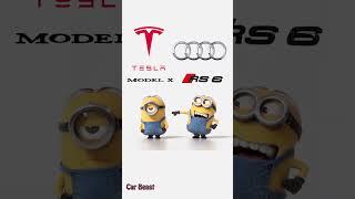 Audi RS6 vs Tesla Model X minions style funny#status #tiktok #funny #trending #foryou #asmr #car