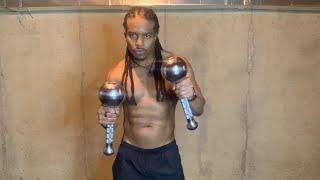 (GOLDS GYM TOP TRAINER) GLADIATOR FULLBODY  SHORT MACE BELL WORKOUT  VOICE OVER TUTORIAL